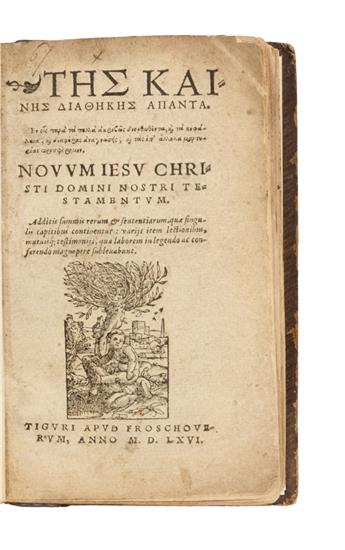 BIBLE IN GREEK.  Novum Jesu Christi Domini Nostri Testamentum.  1566